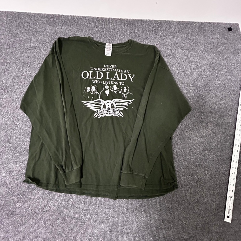 Gildan Long Sleeve Shirt Womens Size 3XL Green Aerosmith Graphic Rock Band Tee